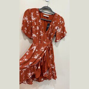 NWT Floral Wrap Dress in Rust by Abercrombie and Fitch